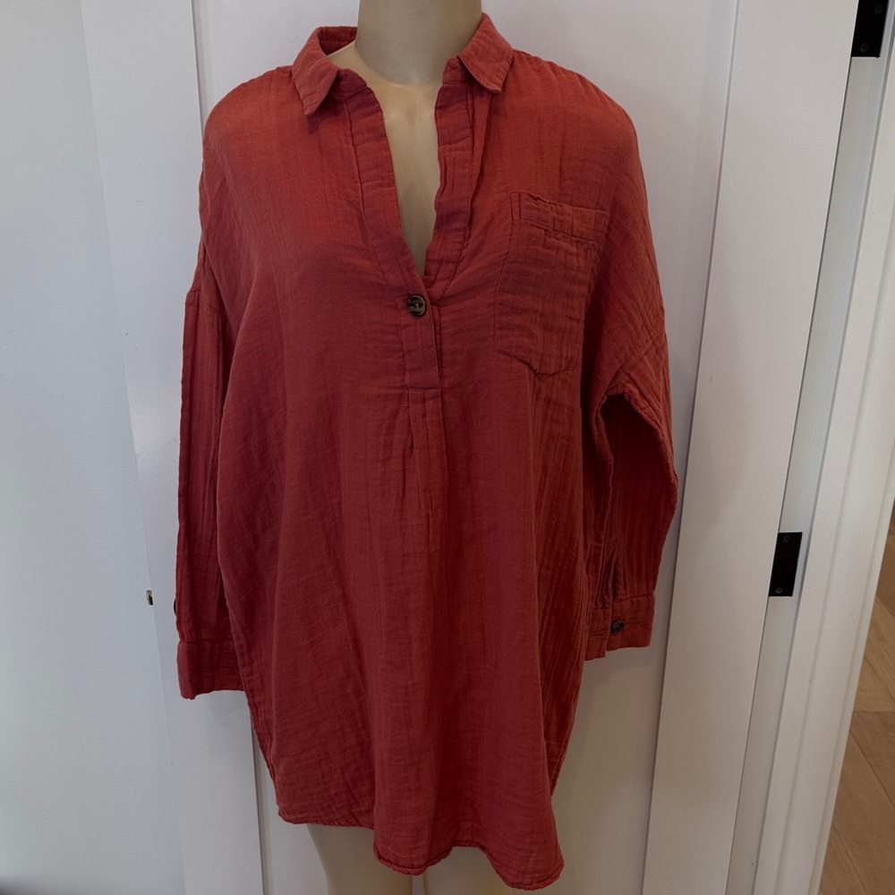 Elegant Rust Button-Up Blouse